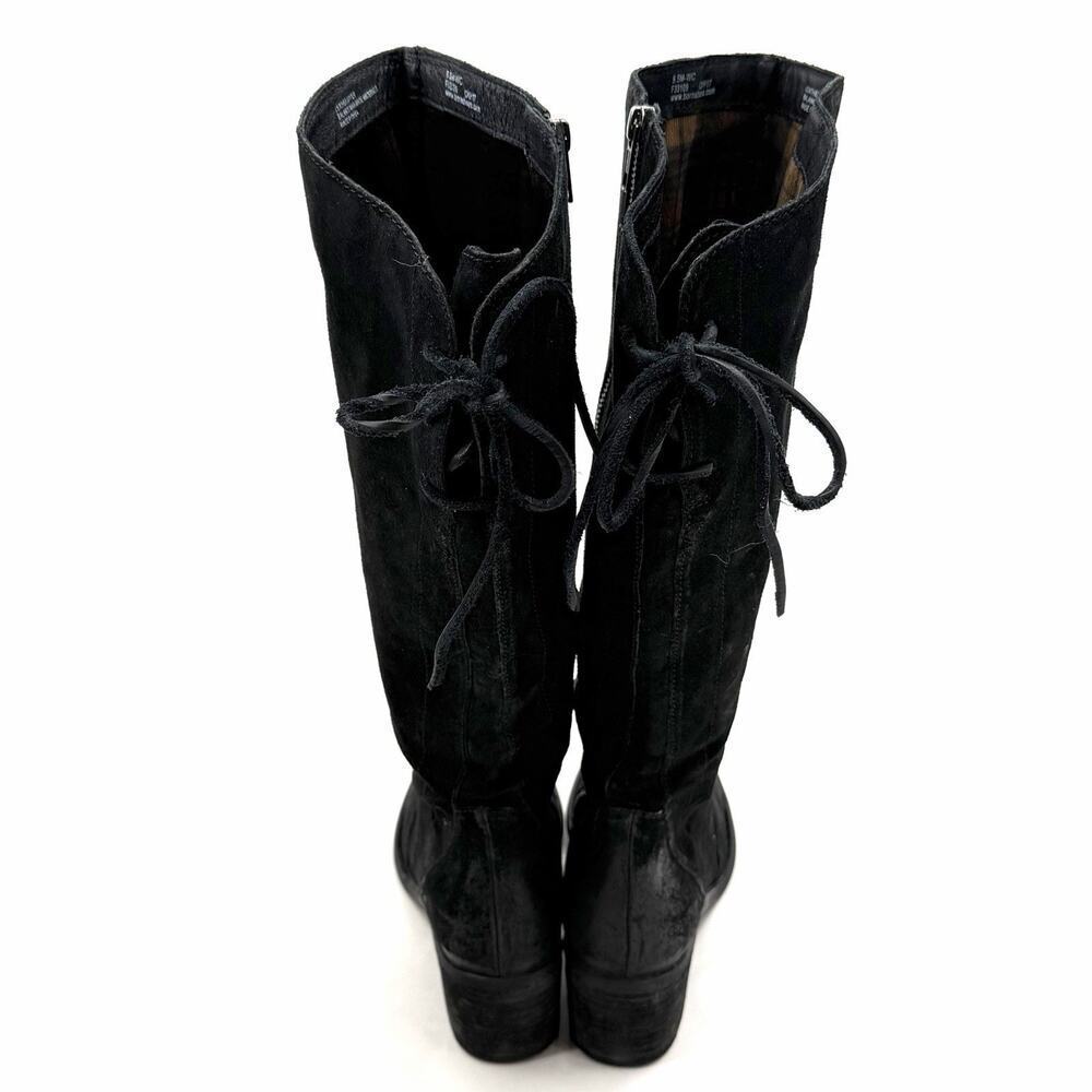 Born Felicia Distressed Black Suede Knee-High Lace & Side Zip Boots Womens 9.5 - Picture 8 of 12